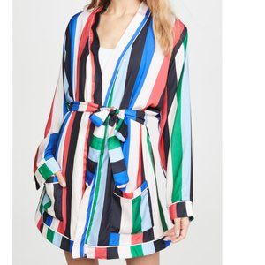 REVOLVE x PLUSH Soft & Silky Stripe Belted Robe + Headband 2 pc Set S NWT